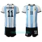 Argentina Angel Ángel Di María 11 Hjemmebanetrøje Barn VM 2022