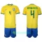 Brasilien Marquinhos 4 Hjemmebanetrøje Barn VM 2022