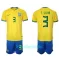 Brasilien Thiago Silva 3 Hjemmebanetrøje Barn VM 2022