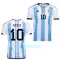 Argentina 3 Star Lionel Messi 10 Hjemmebanetrøje VM 2022
