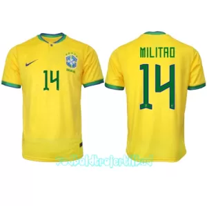 Brasilien Éder Militão 14 Hjemmebanetrøje VM 2022