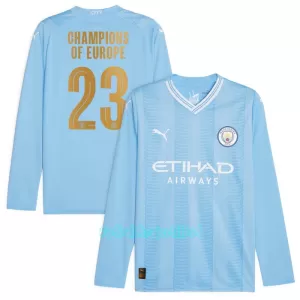 Manchester City Champions of Europe Hjemmebanetrøje 23/24 Langærmet
