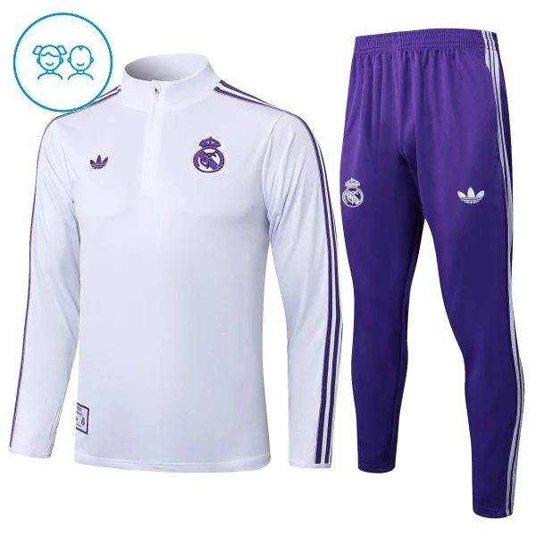 Real Madrid Trænings sweatshirt sæt Barn 25/26 Hvid Real Madrid Trænings sweatshirt sæt Barn 25/26 Hvid