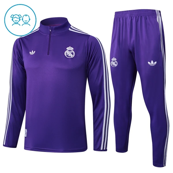 Real Madrid Trænings sweatshirt sæt Barn 25/26 Violet Real Madrid Trænings sweatshirt sæt Barn 25/26 Violet