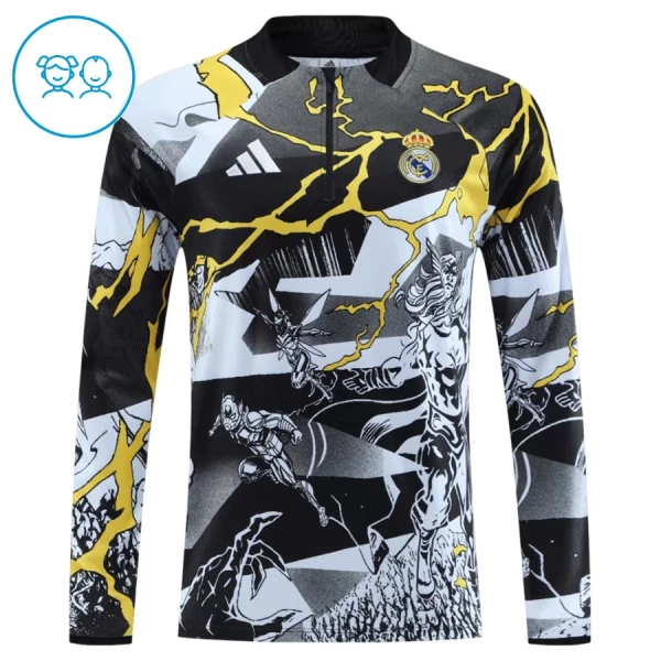 Real Madrid Marvel Trænings sweatshirt sæt Barn 26/27 Sort