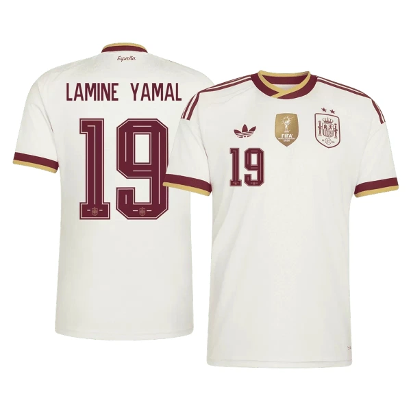 Spanien 2 Stars Lamine Yamal 19 Udebanetrøje VM 2026 Spanien 2 Stars Lamine Yamal 19 Udebanetrøje VM 2026