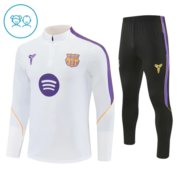 Barcelona Trænings sweatshirt sæt Barn 26/27 Hvid Barcelona Trænings sweatshirt sæt Barn 26/27 Hvid