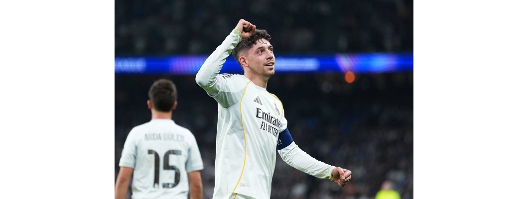 Federico Valverde scorede Real Madrids blot tredje mål i kampen Federico Valverde scorede Real Madrids blot tredje mål i kampen